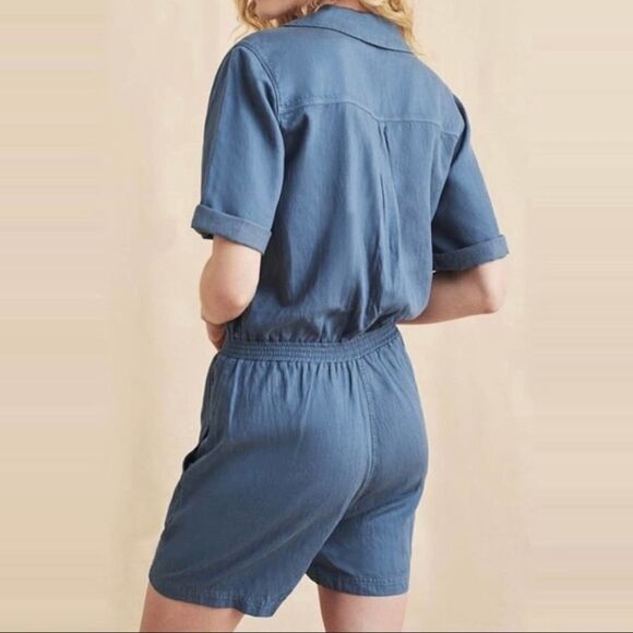 Faherty Teal Button-Up Romper - Picture 5 of 13